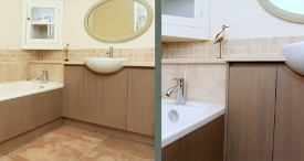 bathroom cabinetry in grey tinted oak